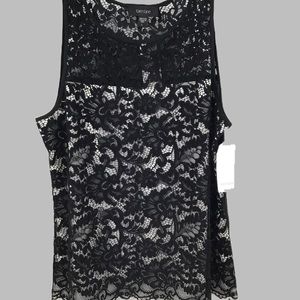 NWT Karen Kane Women's Black Lace Sleeveless Tank Top - Size Large